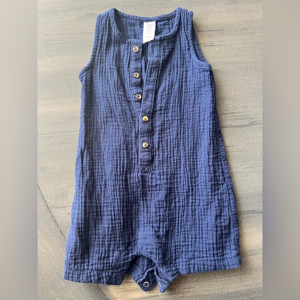 Carters 18 months navy blue linen romper